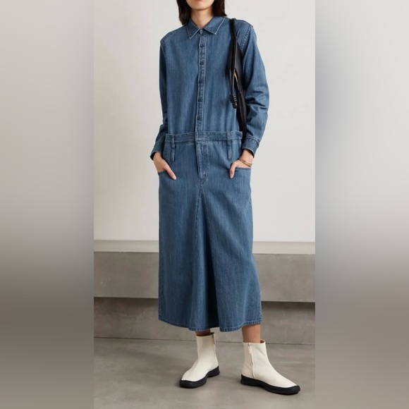 Tibi Denim - NWT TIBI Paneled Denim Midi Shirt Dress